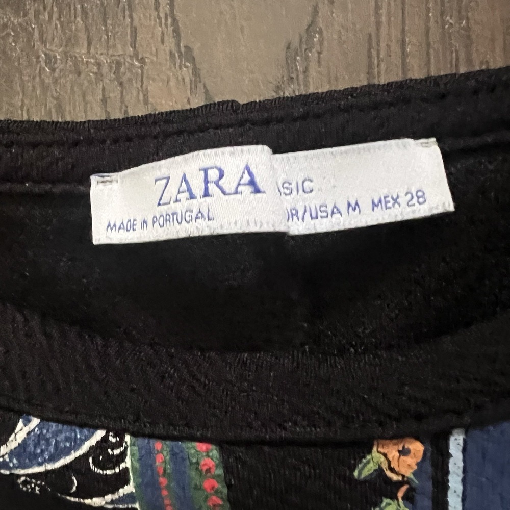 Zara Basic Patchwork Printed Black Midi Dress 3/4… - image 5